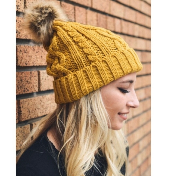 Couture Gypsy Accessories - HOST PICK x2 Mustard pom beanie